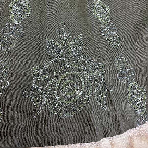 Coldwater Creek Midi Skirt Green Brown Size Medium Sequin Forest Fairy Granola - Picture 5 of 12